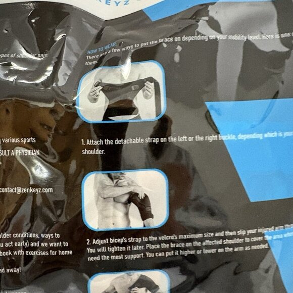 ZenKeyz Unisex Shoulder Brace Black L/XL Neoprene Injury Recovery - Picture 7 of 8